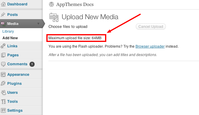 how-to-increase-upload-size-in-wordpress-appthemes-docs