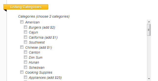 Vantage category surcharges