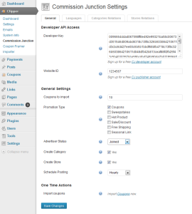 CJ - Settings page