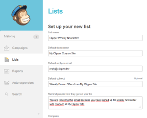MailChimp - Create a Subscription List