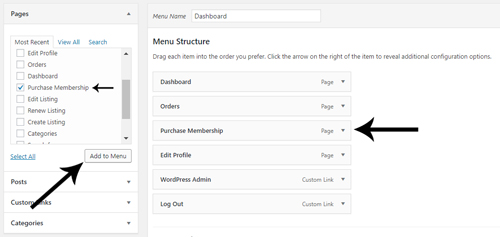 adding-purchase-membership-to-classipress-user-dashboard