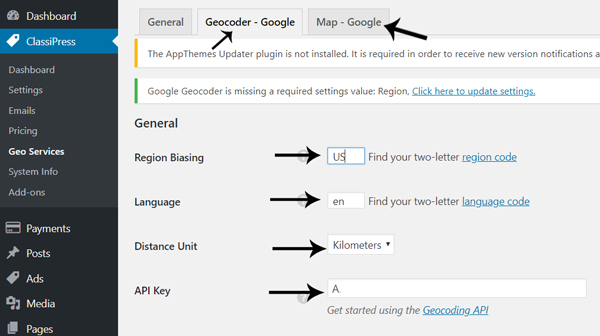 setting-up-google-maps-for-classipress